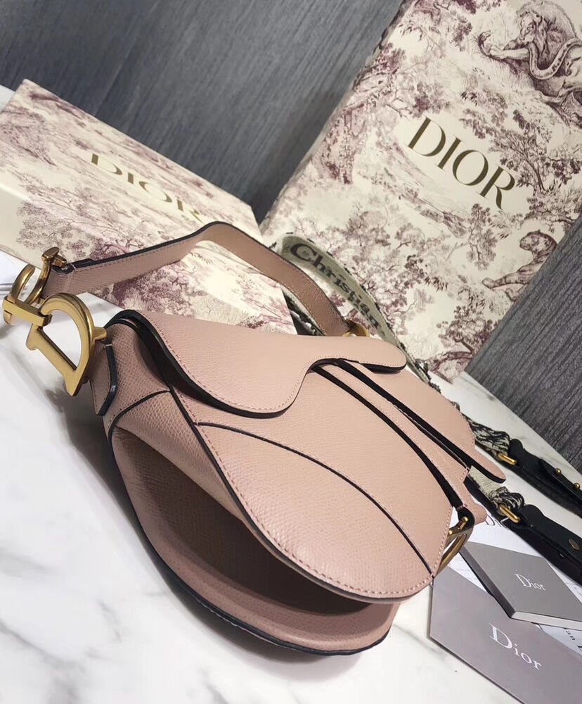 Christian Dior Saddle Bag Leather Light Pink